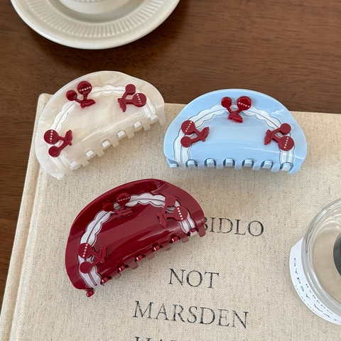 Süße Essigsäure Kirsche Haarklammer Für Damen Koreanischer Stil Wellenkante Hai Clip Elegante Frucht Design Haarschmuck