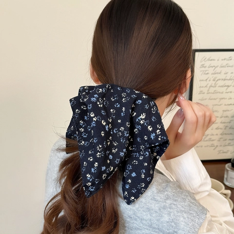 Coleteros De Flores Estilo Pastoral Francés Para Mujer Vintage Plisados De Doble Capa Gomas Para El Pelo Elegante Lazo Para El Cabello