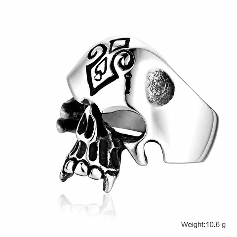 Vintage Gothic Schedel Ring Voor Mannen Roestvrij Staal Zirconia Punk Rock Biker Ring Heavy Metal Sieraden Cadeau