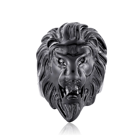 Vintage Lion Head Ring Men Stainless Steel Punk Gothic Style Animal Biker Band Ring Hip Hop Fashion Jewelry For Gift