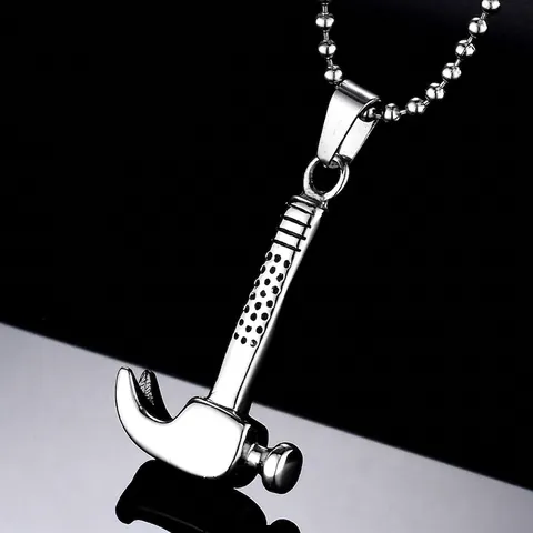 Collar con Colgante de Mini Martillo de Orejas de Acero Inoxidable para Hombre Joyería Punk Industrial Oro Negro Plata
