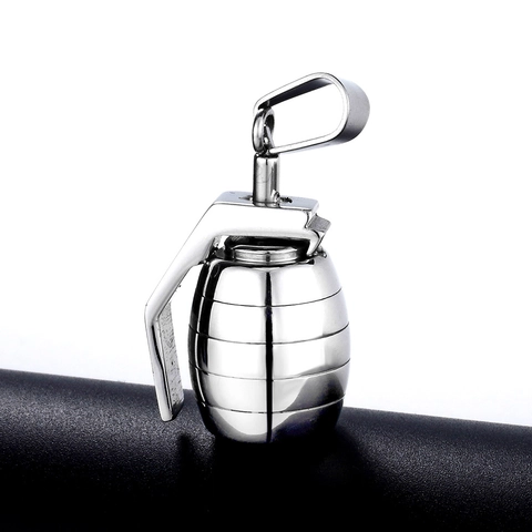 Titanium Steel Grenade Pendant Necklace Punk Style Military Shape Polished Jewelry For Men Women Gold Black Silver Blue Pendant