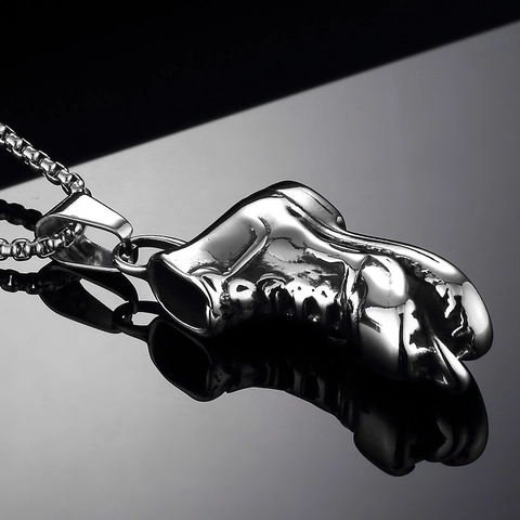 Titanium Steel Boot Boxing Glove Pendant Necklace Punk Rock Hip Hop Stainless Steel Jewelry For Men Boys Personality