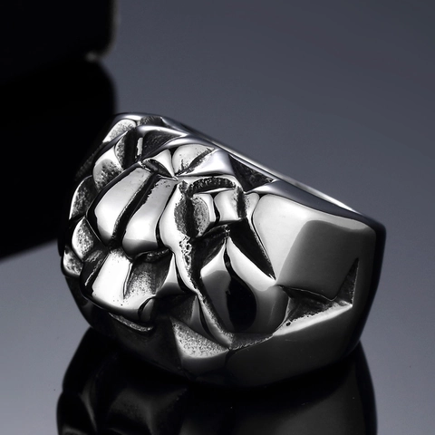 Heren Stoere Titaniumstaal Leeuwenkop Ring Geometrisch Gepolijst Punk Heavy Metal Vingerring Statement Sieraden Cadeau