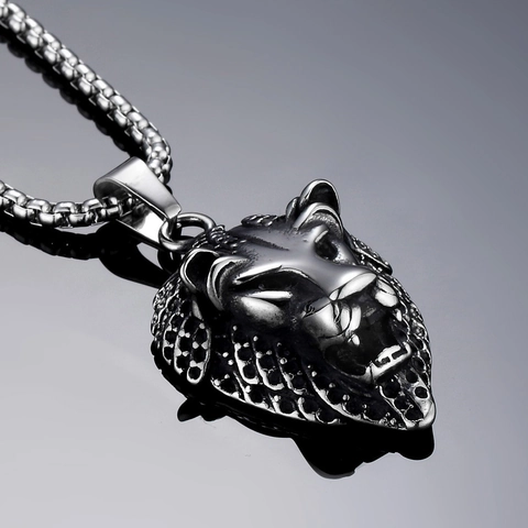 Collar de Colgante Cabeza de León para Hombre Hip Hop Punk Joyería de Acero Inoxidable para Hombre Accesorio Biker Pulido Regalo