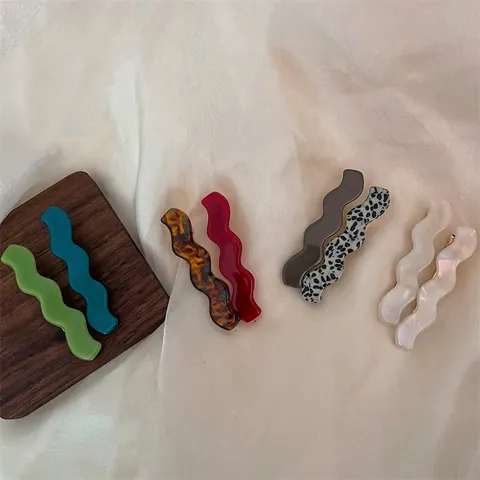 Elegantes Pinzas para el Cabello de Acetato con Forma de Onda para Mujer Estilo Francés Irregular Pinzas de Pico de Pato Accesorios de Peluquería Minimalistas Hechos a Mano