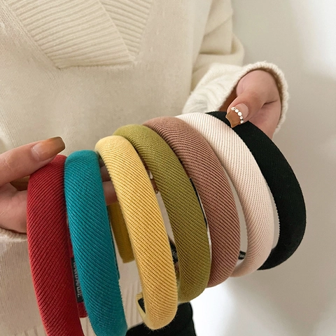 Süßigkeitenfarbenes Stoff Schwamm Haarreif Für Damen High Cranial Top Verdicktes Strick Haarband Vielseitiges Handgefertigtes Mode Haarschmuck
