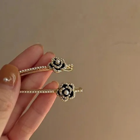 Fermaglio per Capelli Vintage Francese con Camelia e Perle Elegante Forcina in Lega con Strass e Perle Artificiali Donna Gioielli