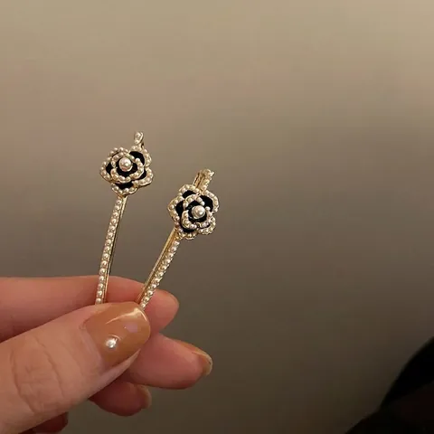 Fermaglio per Capelli Vintage Francese con Camelia e Perle Elegante Forcina in Lega con Strass e Perle Artificiali Donna Gioielli