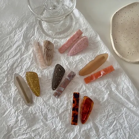 Korean Style Acetate Hair Clips Elegant Marble Pattern Duckbill Clips Exquisite Versatile Hairpins Women Fashion Accessories