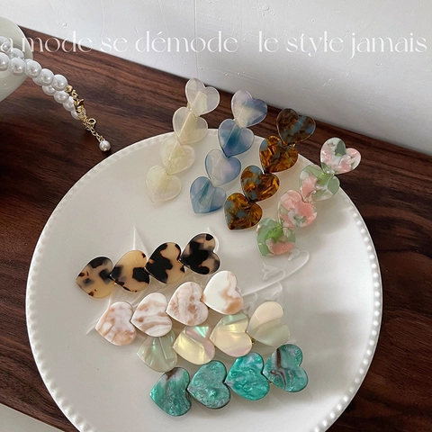 Pinza de Pelo de Corazón de Acetato Vintage Textura de Mármol Estilo Coreano Accesorios de Cabello Elegantes para Mujer
