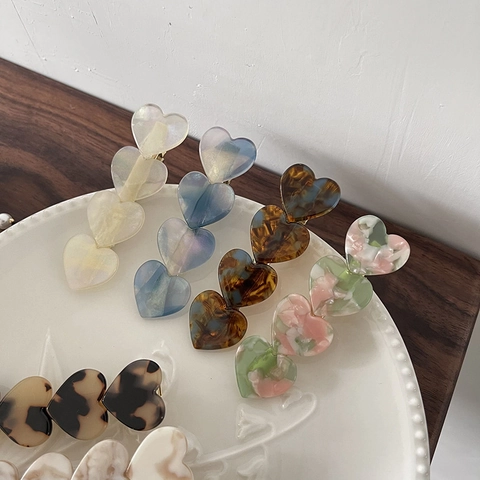 Pinza de Pelo de Corazón de Acetato Vintage Textura de Mármol Estilo Coreano Accesorios de Cabello Elegantes para Mujer