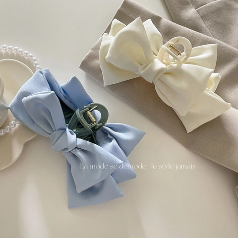Pinza de Pelo de Lazo de Satin Dulce Pinza de Tiburón de Tela de Satin Grande para Mujeres Niñas Accesorio para el Cabello Estilo Coreano