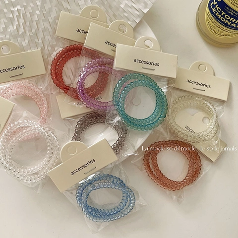 Korean Style Clear Spiral Telephone Line Hair Ties Set High Elastic No Crease Hair Rings For Women Hair Accessories