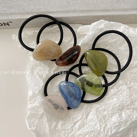 Minimalistische Acryl Haarelastiekjes In Kiezelsteenvorm Voor Dames Koreaanse Stijl Onregelmatige Marmertextuur Elastische Ponytail Holders