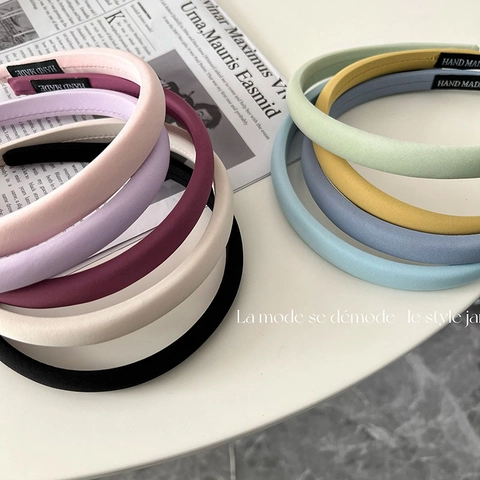 Elegante Cerchietto Imbottito in Spugna Per Donna Tinta Unita in Tessuto Satinato Fascia per Capelli Stile Coreano