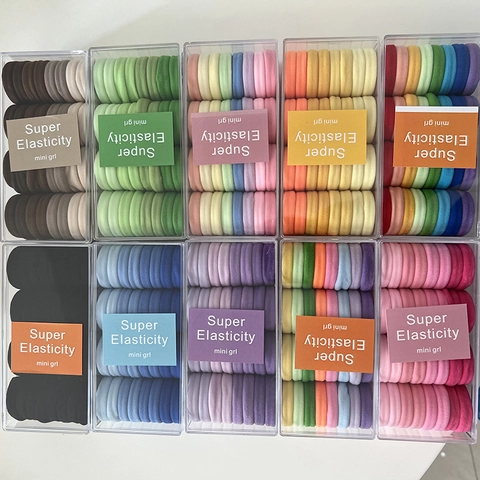 Naadloze Haarelastiekjes Set Hoge Elasticiteit Kleurrijke Macaron Scrunchies Met Transparente Opbergdoos Voor Dames Meisjes