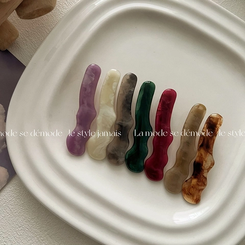 Vintage Wellenmuster Acryl Haarclip Für Damen Französisches Marmormuster Harz Entenschnabel-Clip Elegante Haar-Accessoires