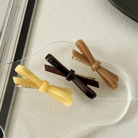 Barrette Cheveux Nœud en Acétate Style Français Minimaliste Fait Main Pince Bec de Canard Accessoire Cheveux Élégant Femme Fille