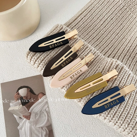 Pinces à Cheveux Maquillage Sans Trace pour Femmes Style Coréen Lettres Dorées Acétate Alliage Métal Pince Latérale Accessoires de Coiffure