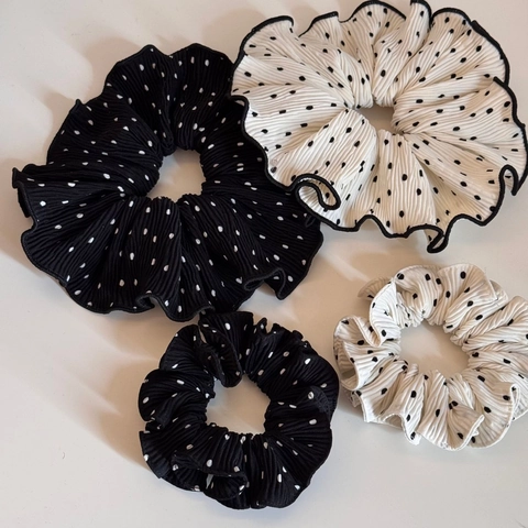 Japanese Style Polka Dot Pleated Fabric Scrunchies Large Small Elastic Hair Bands Ponytail Holder Accessories For Women