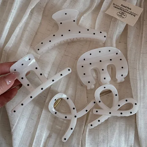 Französische Vintage Polka Dot Haarklammer Milchweiß Epoxid Tropfkleber Gemischtes Material Haارspangen Für Damen Zubehör