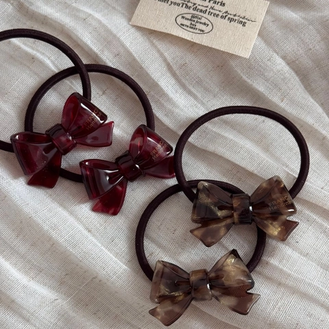 Vintage Schleife Haarring Schildpatt Muster Hochelastisches Haargummi Französischer Stil Einfacher Stoff Kopfschmuck Für Damen Alltag