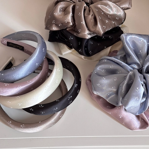 Stile Coreano Piccola Stampa Floreale Satin Scrunchies Cerchietto Imbottito Eleganti Accessori per Capelli Donna Fascia in Raso Stampato