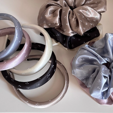 Korean Style Small Floral Satin Scrunchies Padded Headband Elegant Hair Accessories For Women Printed Satin Hair Band Headwear