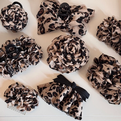 Elegant Leopard Print Flower Hair Claw Clip Bow Fabric Banana Clip Vintage Hair Accessories For Women Daily Styling Decoration