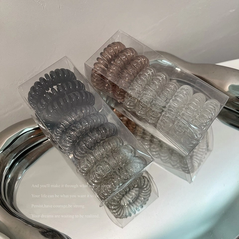 Spirale Telefonkabel Haargummis Für Damen Mädchen Kunststoff Harz Elastische Haarbänder Verlauf Ohne Knick Haarringe Zubehör