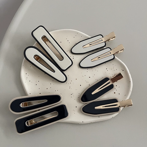 Pince à Cheveux Géométrique Minimaliste en Plastique Couleur Contrastée Vintage Français Fait à la Main Pince Croco pour Femme