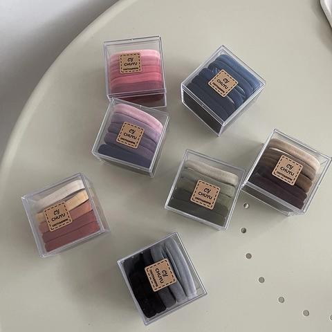 Chouchous Dégradés Morandi Haute Élasticité Élastiques Cheveux En Tissu Sans Couture En Boîte Pour Femmes Minimaliste