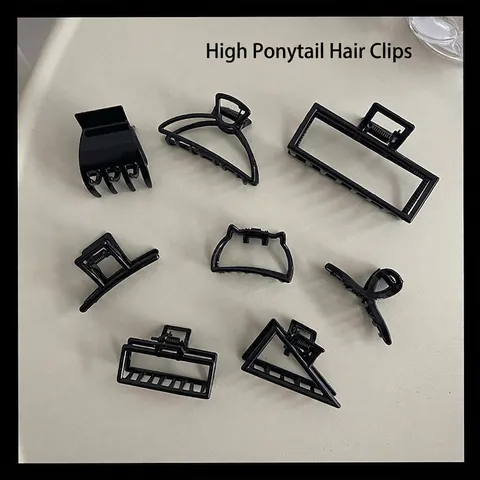 Minimalist Metal Hair Claw Clips For Women Black Gold Silver Small Geometric Square Triangle Hair Clamp Styling Accessories