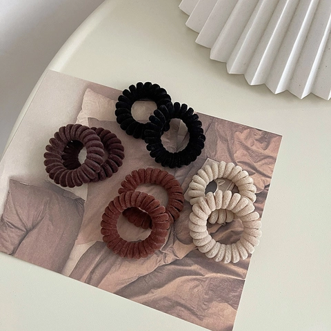 Semplici Elastici per Capelli a Cavo Telefonico Flaccati Spirale Elastica Cerchi per Capelli in Velluto Stile Coreano Copricapo da Donna Ragazza