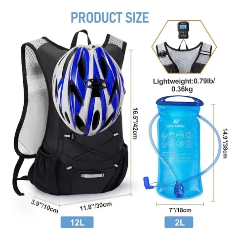 Sac à Dos d'Hydratation Léger en Poliester Pour Vélo Randonnée Plein Air Avec Système Porte Casque Bandes Réfléchissantes Homme Femme