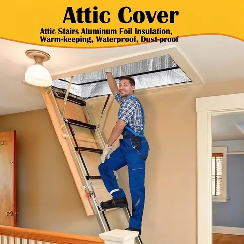Silver Attic Stairs Insulation Cover Heat Shield Attic Tent Aluminum Foil Bubble Waterproof Dustproof Cover For Loft Entry