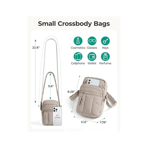 Borsa a Tracolla Piccola in Nylon Trapuntato da Donna Protezione RFID per Cellulare Borsa da Viaggio Con Tracolla Regolabile