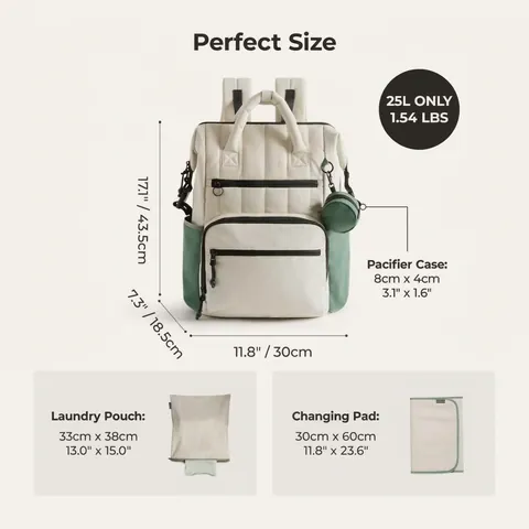 Sac à Couches Matelassé de Grande Capacité Sac à Dos Imperméable Multifonctionnel de Voyage Avec Étui à Tétine Femme