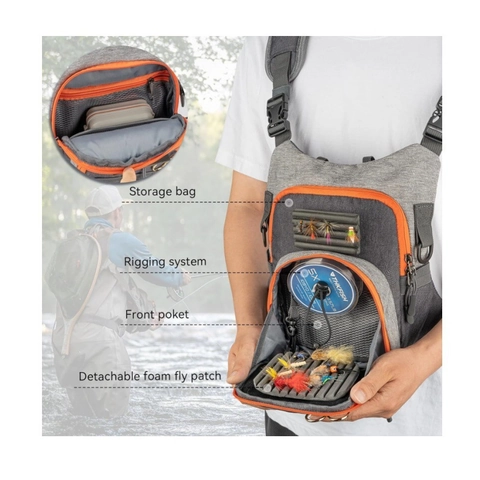 Sac De Poitrine De Pêche À La Mouche Gilet Imperméable Tissu Oxford Multi Poches Réglable Respirant Dos En Maille