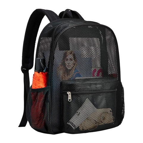 Atmungsaktiver Mesh Rucksack Große Kapazität Transparente Mesh Schultertasche Leichtgewicht Reise Strand Schule Rucksack Für Damen Herren