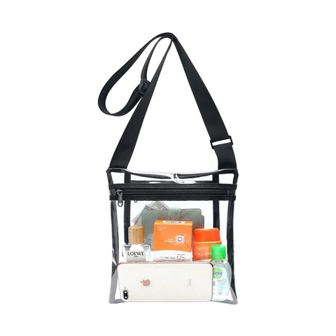 Borsa a Tracolla Trasparente in PU Con Tracolla Regolabile e Tasca Interna per Eventi Sportivi Festival Musicali Viaggi