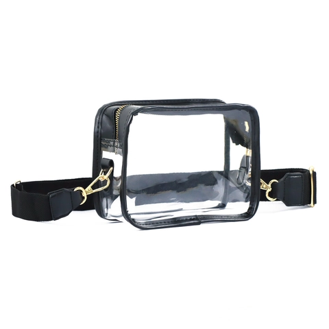 Borsa a Tracolla Trasparente in PVC Trasparente Approvata per lo Stadio Borsa a Spalla Impermeabile con Tracolla Regolabile Hardware Dorato per Concerti Sport