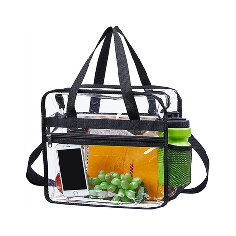 Stadium Approved Clear PVC Tote Bag With Adjustable Shoulder Strap Large Capacity Transparent Waterproof Travel Shopping Handbag For Sports Events