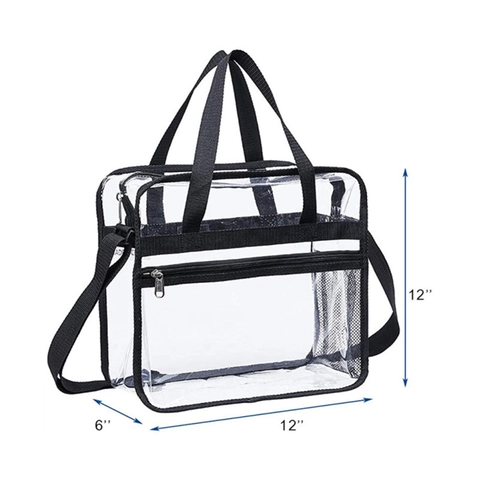 Stadium Approved Clear PVC Tote Bag With Adjustable Shoulder Strap Large Capacity Transparent Waterproof Travel Shopping Handbag For Sports Events