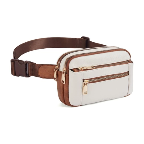 Sac Banane en Cuir PU à la Mode Sac de Poitrine à Bandoulière Multi-Poches pour Femme Minimaliste Urbain Hydrofuge Sac Outdoor