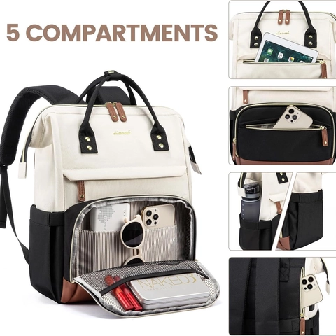 Grand Sac à Dos Ordinateur Portable Business Pour Femme Avec Port USB Tissu Oxford Multi Compartiments École Voyage Daypack