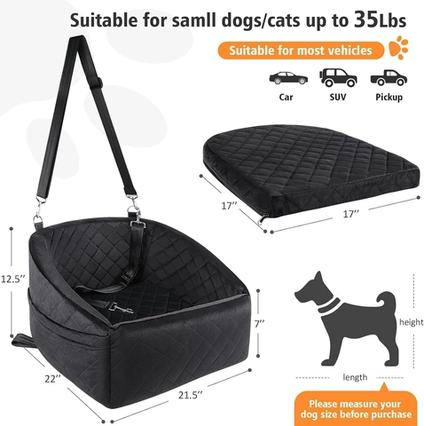 Waterproof Oxford Cloth Pet Car Seat Booster Quilted Dog Safety Seat For Vehicle Travel Portable Small Dogs Safety Bed