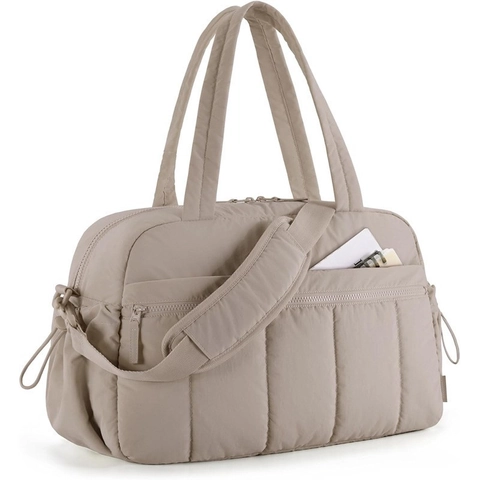 Borsa da Viaggio Trapuntata da Donna Grande Capacità Borsa da Palestra Impermeabile Borsa da Weekend con Tracolla
