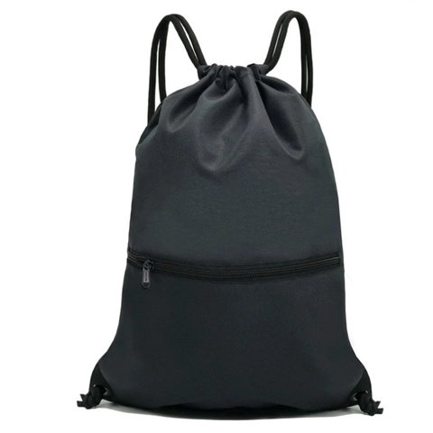 Large Capacity Waterproof Drawstring Backpack Sport Fitness Gym Bag Front Zipper Pocket Durable Oxford Cloth Travel Sackpack